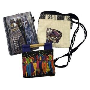 Laurel Burch Purse Lot Of 3 Crossbody Lunch Bag Handles Hearts Tablet Case Cat
